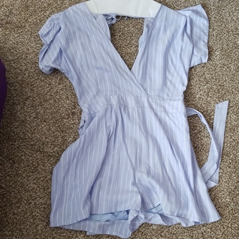 Blue white stripe romper